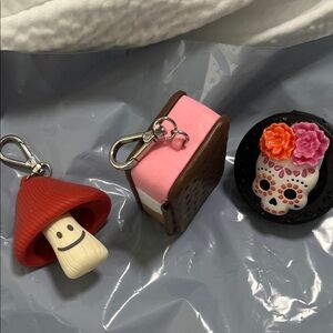 mushroom key chain , ice cream sanitizer holder Skull hold scent for your car